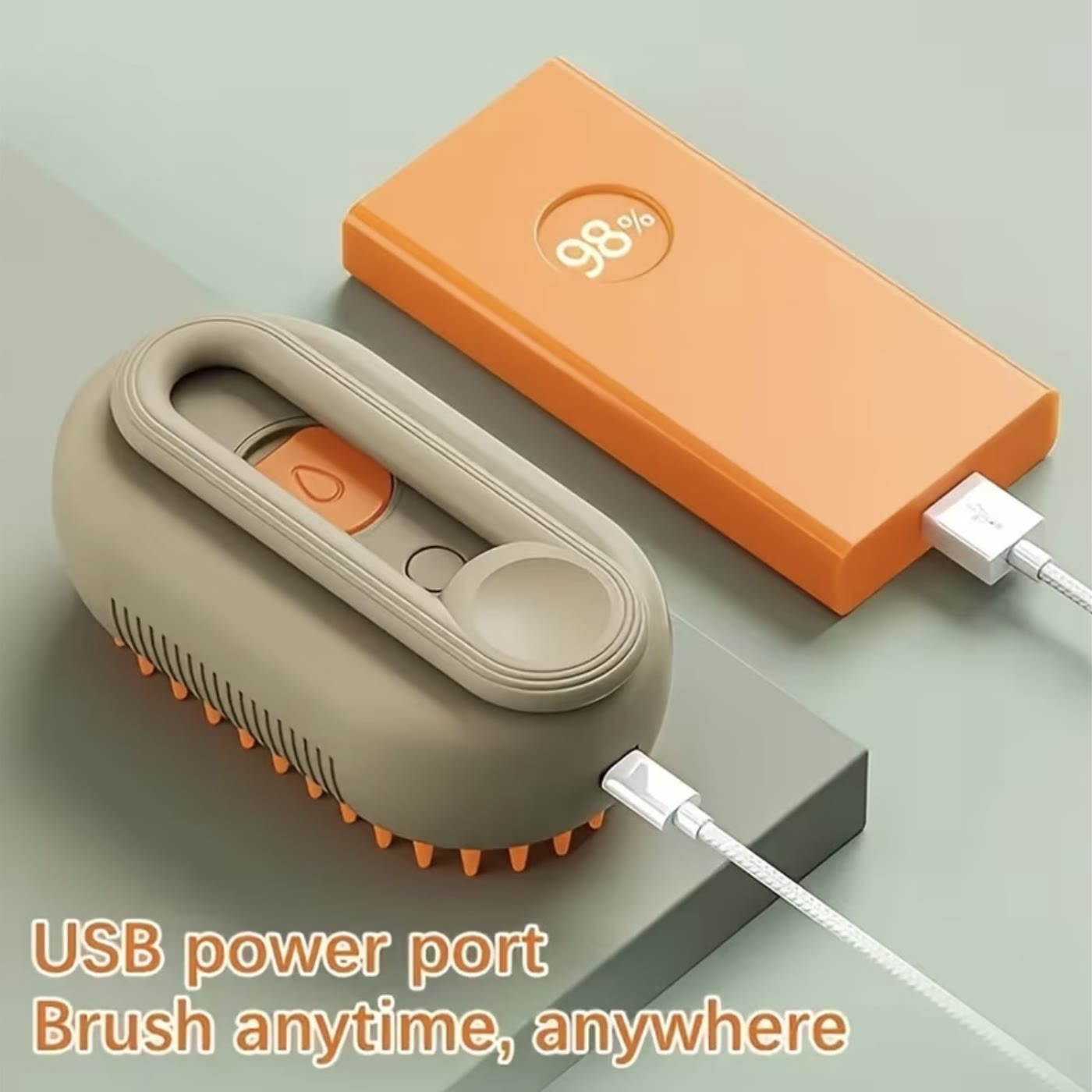USB-C charging port on the handle of the brush