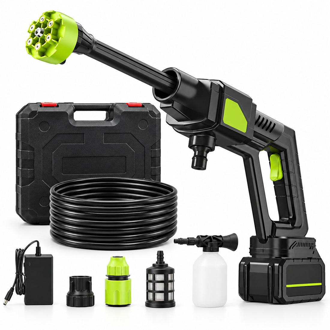 Nova Threads green cordless pressure washer – full kit