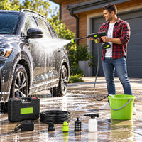 Washing a car from a bucket